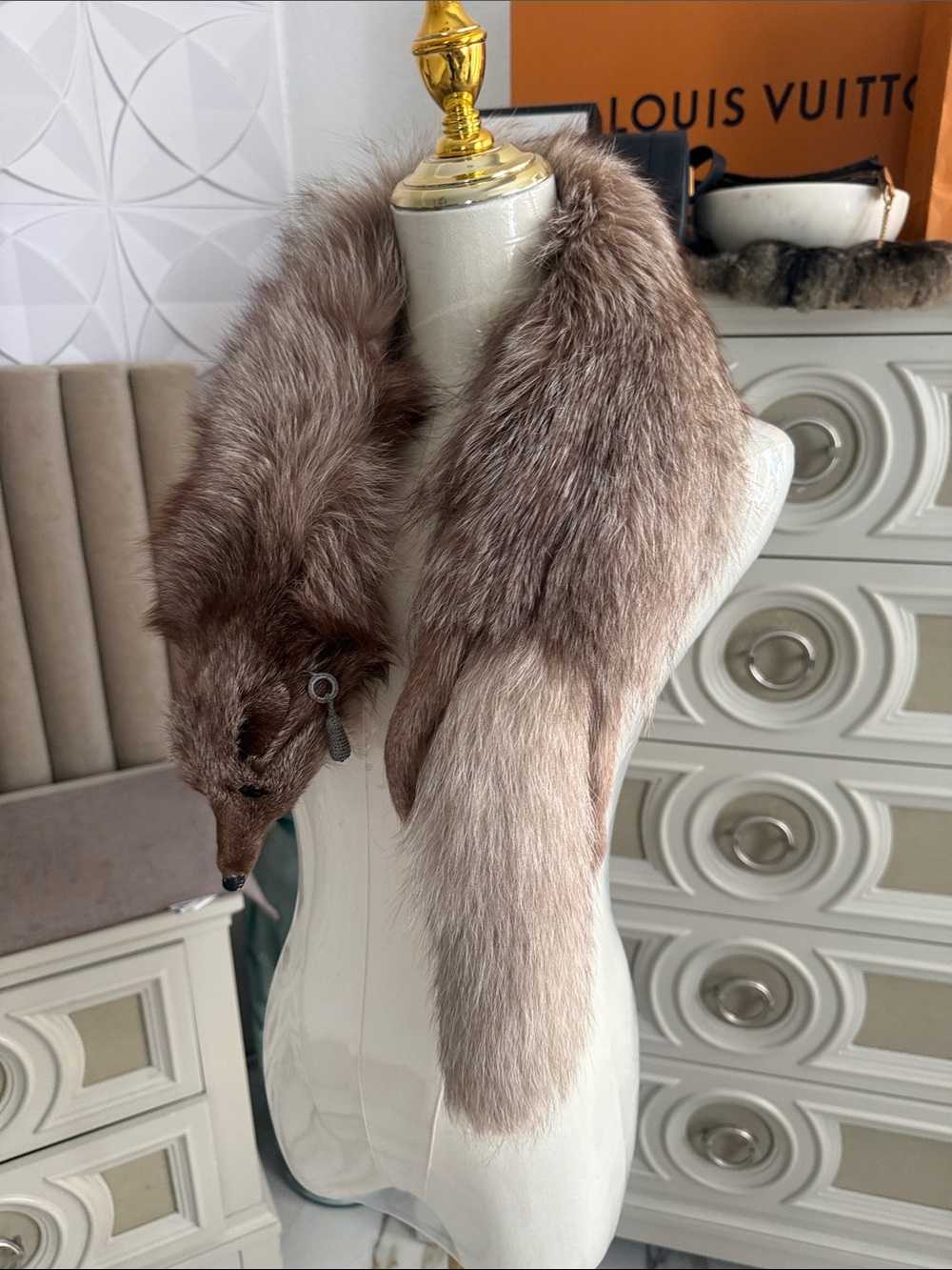 Saga fox fur stole blue fox